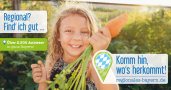 Mädchen mit Karotte und Logo zum Regionalportal